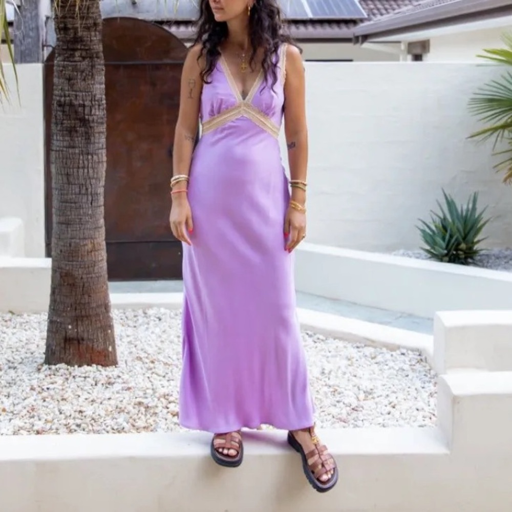 Purple Lace Trim Dress